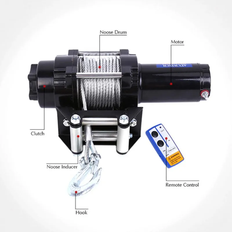 Электрическая 4000lb автомобильная лебедка 12 В ATV лебедка буксировочные кабели Тяговый комплект пульт дистанционного управления постоянный магнит мотор трейлер лебедки грузовик