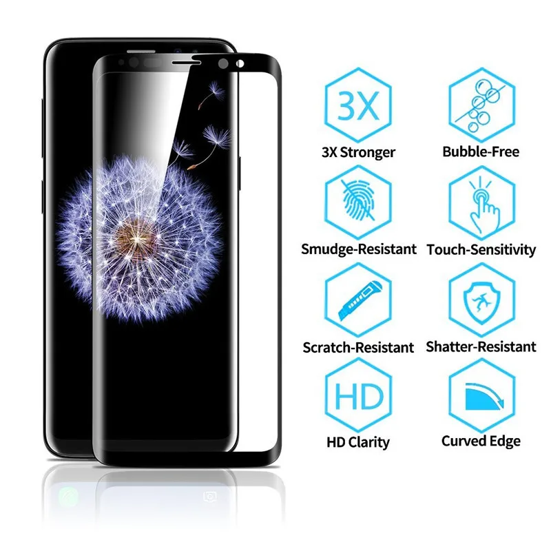 Защитное стекло закаленное 3d для Samsung Galaxy S9 Plus/S8/S7/S6 Edge/Note 8/9|Защитные стёкла и