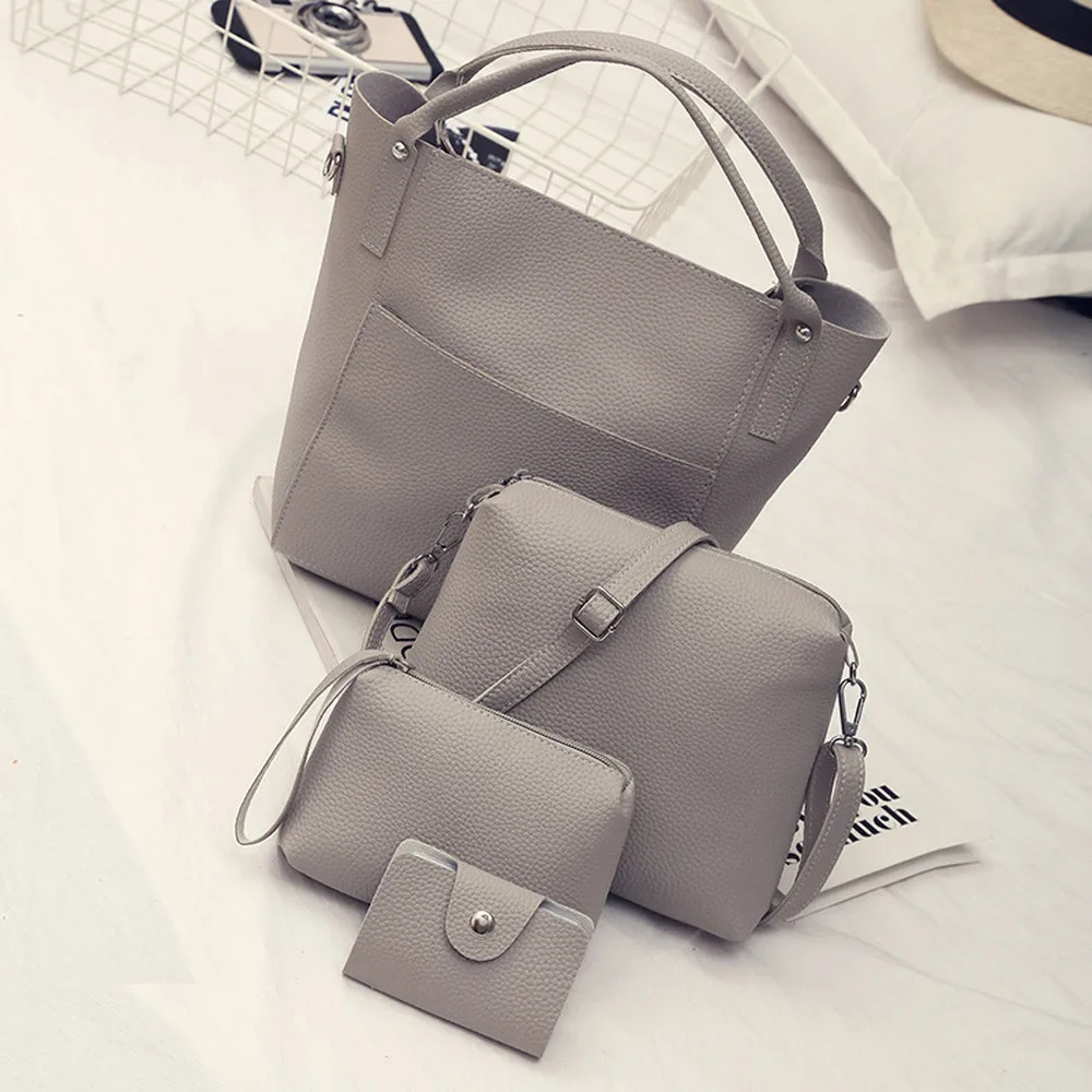 

2019 Xiniu Women FourPCS Handbag Super Explosion Solid Shoulder Bags Four Pieces Tote composite Bag