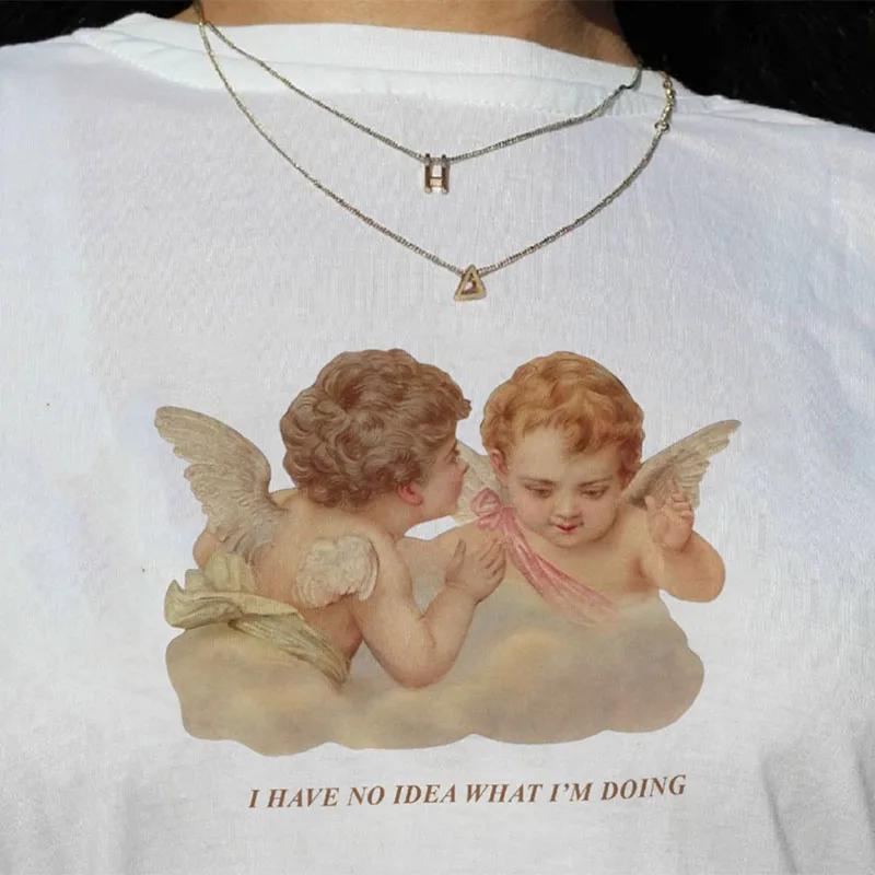 Женская футболка повседневная летняя с надписью ulzzang angel | одежда