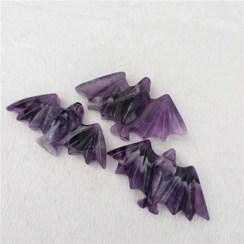

Free Shipping ! 100% Natural Amethyst Hand Carved Crystal Bat For Decoration ZW