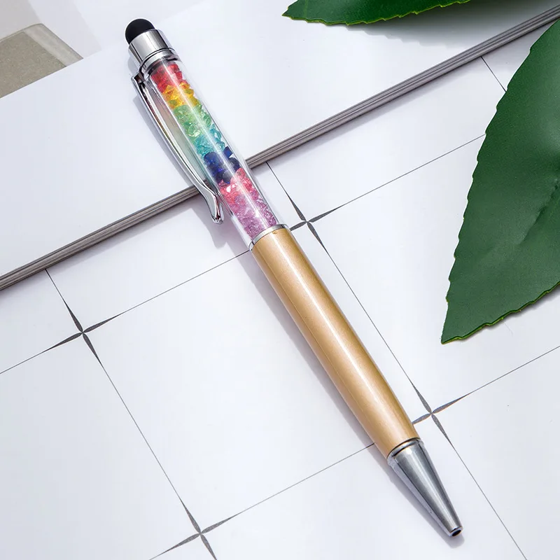 13 Colors Cute Kawaii multicolor Brand Diamond Metal Ballpoint Pen Touch Screen Crystal Ball Pen For Ipad Iphone Office Supplies - Цвет: 9