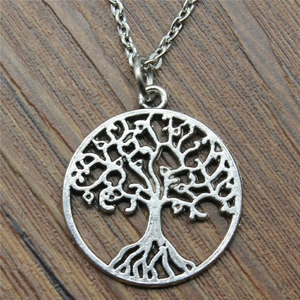

Vintage 2019 Necklace Pendant Tree Of Life 25x25mm 2 Colors Antique Silver Antique Bronze Color Necklace Jewelry Chain