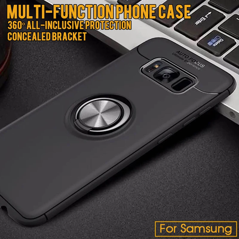 

Metal Bracket Shockproof Soft Case On The For Samsung Galaxy S8 S9 Plus Note 8 360 Degrees Ring Bracket For S8 S9 Magnetic Case