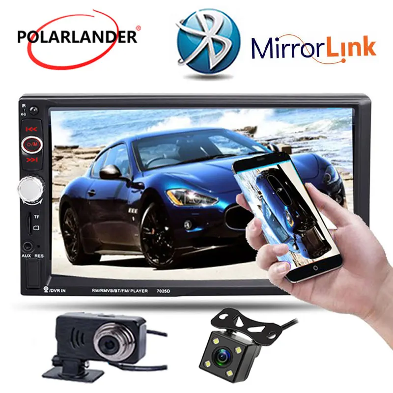 

2 DIN Car Radio Mirror Link For Android Phone Oto Teypleri Touch screen 7" HD With Camera And DVR Bluetooth USB/SD/Aux in