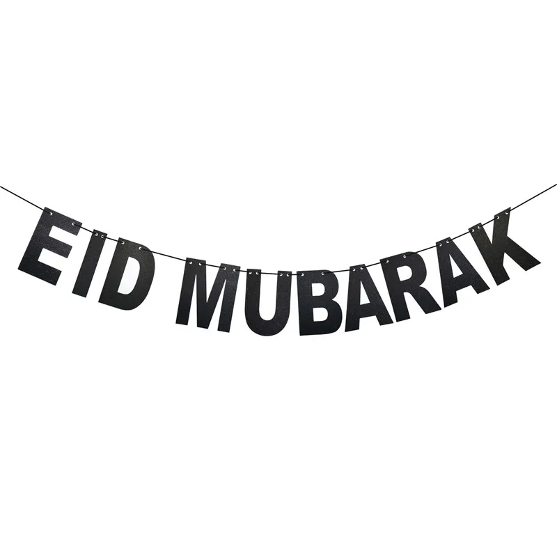 EID MUBARAK баннер блеск EID фестиваль гирлянда из ткани мусульманское украшение Мубарак Рамадан поставки - Цвет: Насыщенный сапфировый