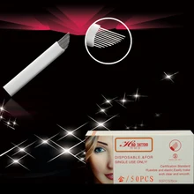 50 шт. microblading белый 11 Вышивка Крестом Иглы eyebrown постоянный Макияж Вышивка Крестом Иглы Диаметр 0.25 мм микро лезвий jm611d-x88 татуировки иглы
