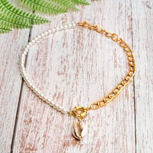 MOON GIRL, колье в виде ракушки из искусственного жемчуга, Boho Chian, модное Трендовое массивное ожерелье для женщин, шикарное колье, Femme Collares, Прямая поставка