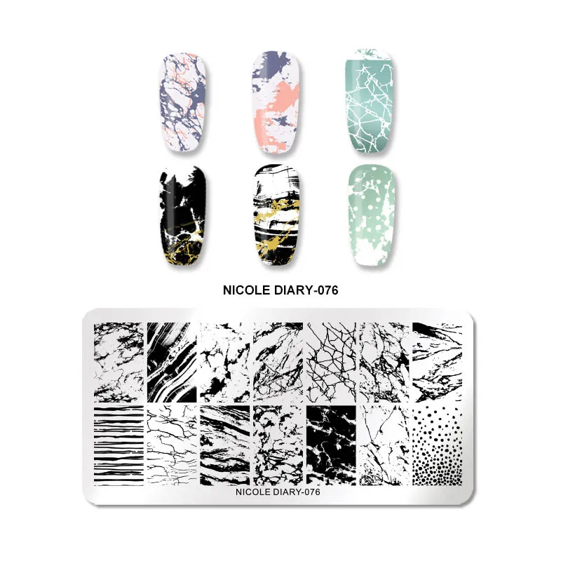 NICOLE дневник ногтей шаблон штамповочных плит цветок дизайн ногтей штамп штамповка изображения пластины трафаретные гвозди инструмент для лака гель - Цвет: ND-076
