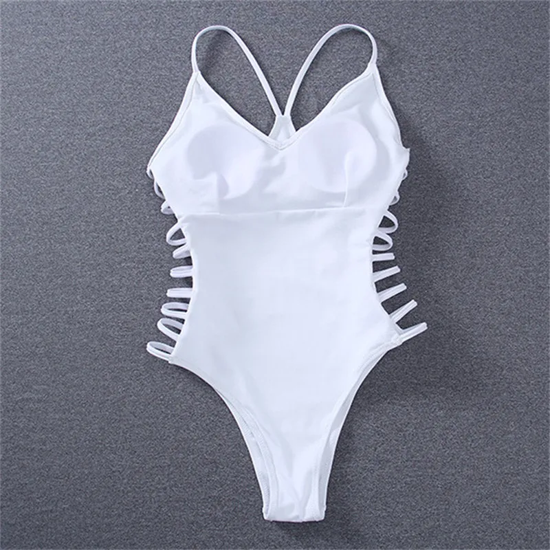 Белый сдельный купальник сексуальный пуш-ап купальник женский бандажный купальник боди Монокини Купальный костюм Maillot de Bain Femme