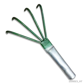 

Agricultural Carbon Steel Four-toothed Tines Rake Small Handle Peanut Lawn Leaf Tweezers Garden Tools