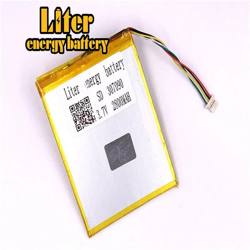 1,0 мм 5pin разъем 307090 2800 mah 3,7 V аккумуляторная батарея lipo Солнечная зарядка для литиевого аккумулятора литиевая батарея планшетный ПК 7 дюймов MP4 MP5