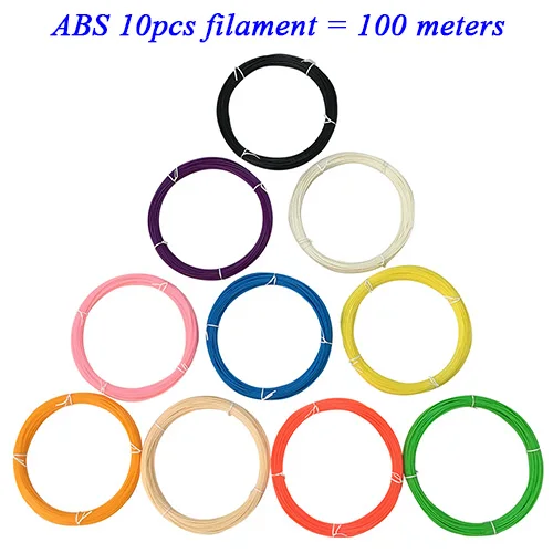 Нить накаливания для 3D Ручки 1,75 мм ABS/PLA 20 различных цветов для 3D печати ручки проволочный стержень 3D линейный - Цвет: 10pcs ABS filaments