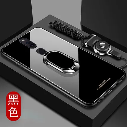 

For OPPO F11 Pro Case Hard Tempered Glass With Stand Ring Magnet Protective Back Cover Case for oppo f11pro phone shell