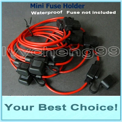 

5PCS/Lot Waterproof Mini Auto/Car/Boat Inline ATC Fuse Holder,UL1015 16AWG 30cm Wire