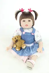 2015 Новый горячая Распродажа Реалистичного reborn baby doll корнями человеческие волосы 22 мм карие глаза куклы Рождественский подарок старый