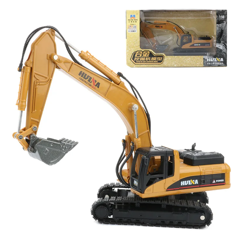 

HUI NA TOYS 1:50 Construction Truck Toy Simulation Alloy Excavator Static Engineering Model Navvy Toys For Boys