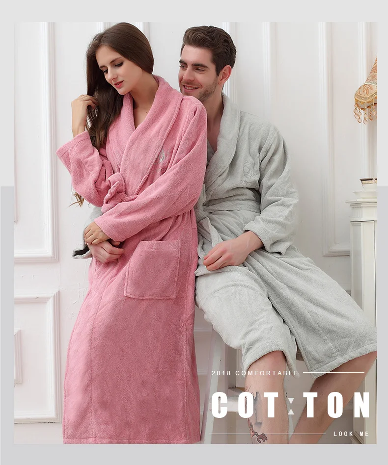 Халат для женщин толстые зимние теплые хлопковые флисовые ночная рубашка кимоно полотенца пижамы Домашняя одежда