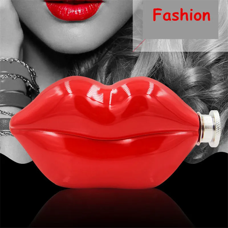 

Hot sale 5 ounce Creative Stainless steel alcohol kiss Whisky Liquor hip flask red Lips Vodka flagon black box set