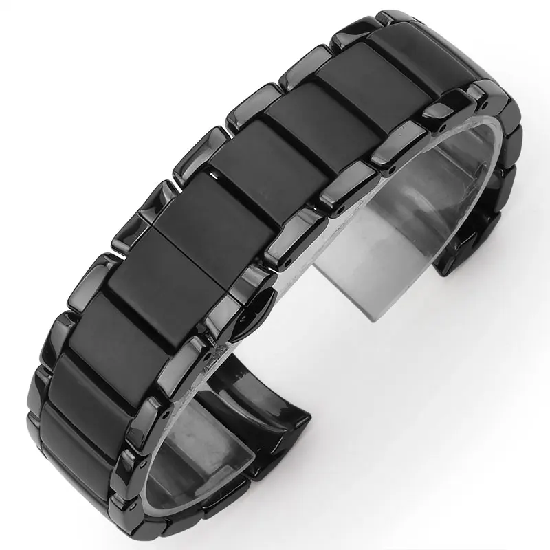 

The ceramic strap is suitable for armani AR1451 AR1452 men's watch black real ceramics 22mm 24mm