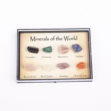 8 шт Смешанные грубые Хрустальный Турмалин натуральный камень минеральной руды образцы рок Коллекция с коробкой украшения