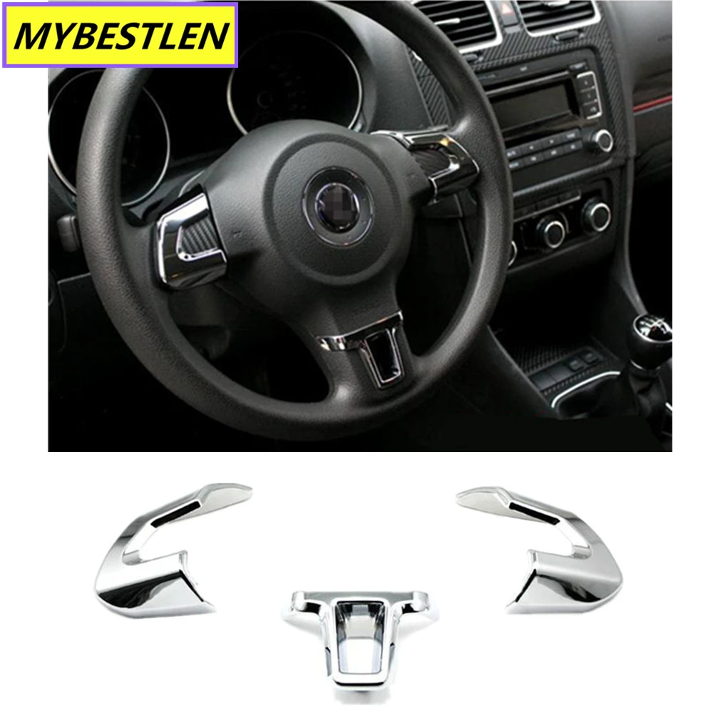 Накладка на руль Наклейка ABS Хромированная аксессуары чехол для Volkswagen VW GOLF 6 MK6 POLO