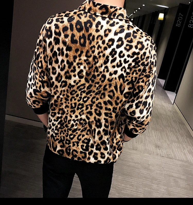 Европейский и американский стиль Леопардовый принт модный тренд Мужская рубашка Лето Новое поступление хлопок шелк короткий рукав