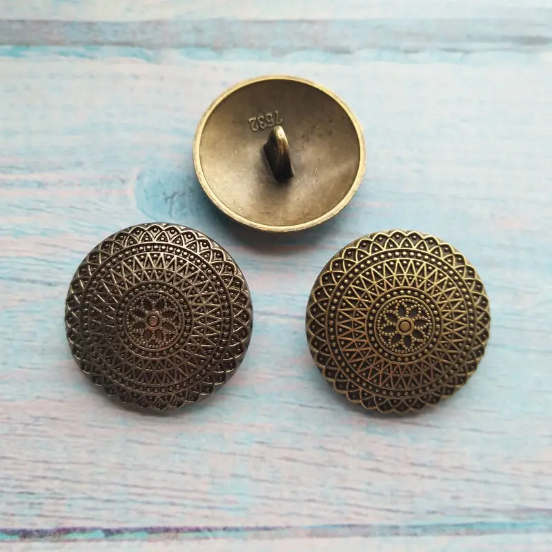 10pcs Antique Brass Metal Buttons Sewing On One Hole Round Buttons For