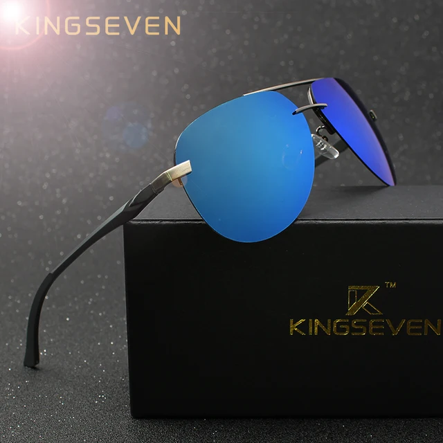 US $8.78 KINGSEVEN Aluminum Magnesium Polarized Sunglasses Men Driver Mirror Sun glasses Male Fishing Female