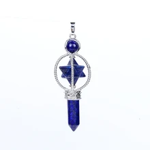 Новая мода маленький натуральный камень лазурит аметисты розовый белый кристалл Merkaba карандаш дюбинг маятник рейки исцеляющий кулон