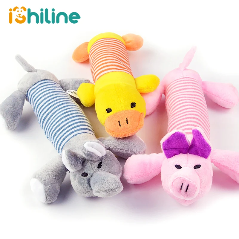 

Popular Pet Dog Cat Funny Fleece Durability Plush Dog Toys Squeak Chew Sound Toy Fit for All Pets Elephant Duck Pig Plush Toys