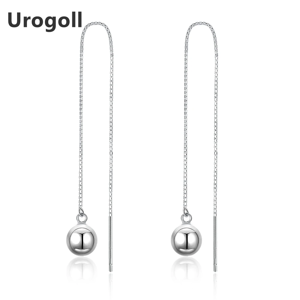 2018 New Trendy Long Ear Line Earring Solid 925 Sterling Silver Ball