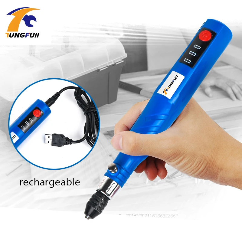  Tungfull Lithium Carving Pen Mini Electric Engraving Machine Cutting Rotary Power Tool Hand Drill W