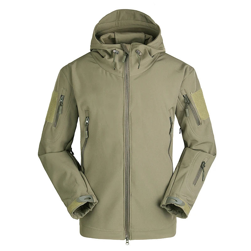 Revestimento de Escudo Macio dos Homens Cabolsa de Camuflagem com Capuz Térmicas à Prova de Vento Quente à Prova ao ar Livre Militar Tático Blusão Esportes Água d' 7 High Quality Esporte e Lazer