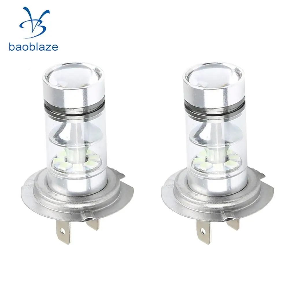 2pcs H7 100W 10000K 1100LM Blue LED Car Fog Lights Daytime Driving Lamp