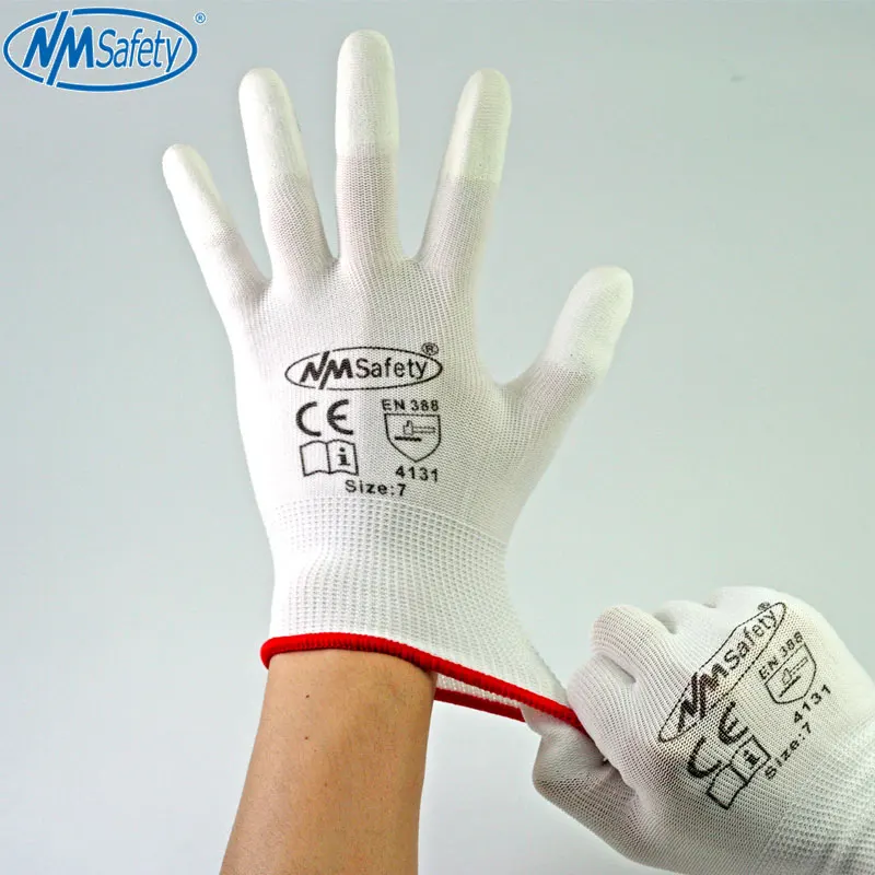NMSafety 12 пар PU рабочие перчатки с покрытием ладони рабочие перчатки, товары для безопасности на рабочем месте, защитные перчатки guantes trabajo - Цвет: PU1310- W