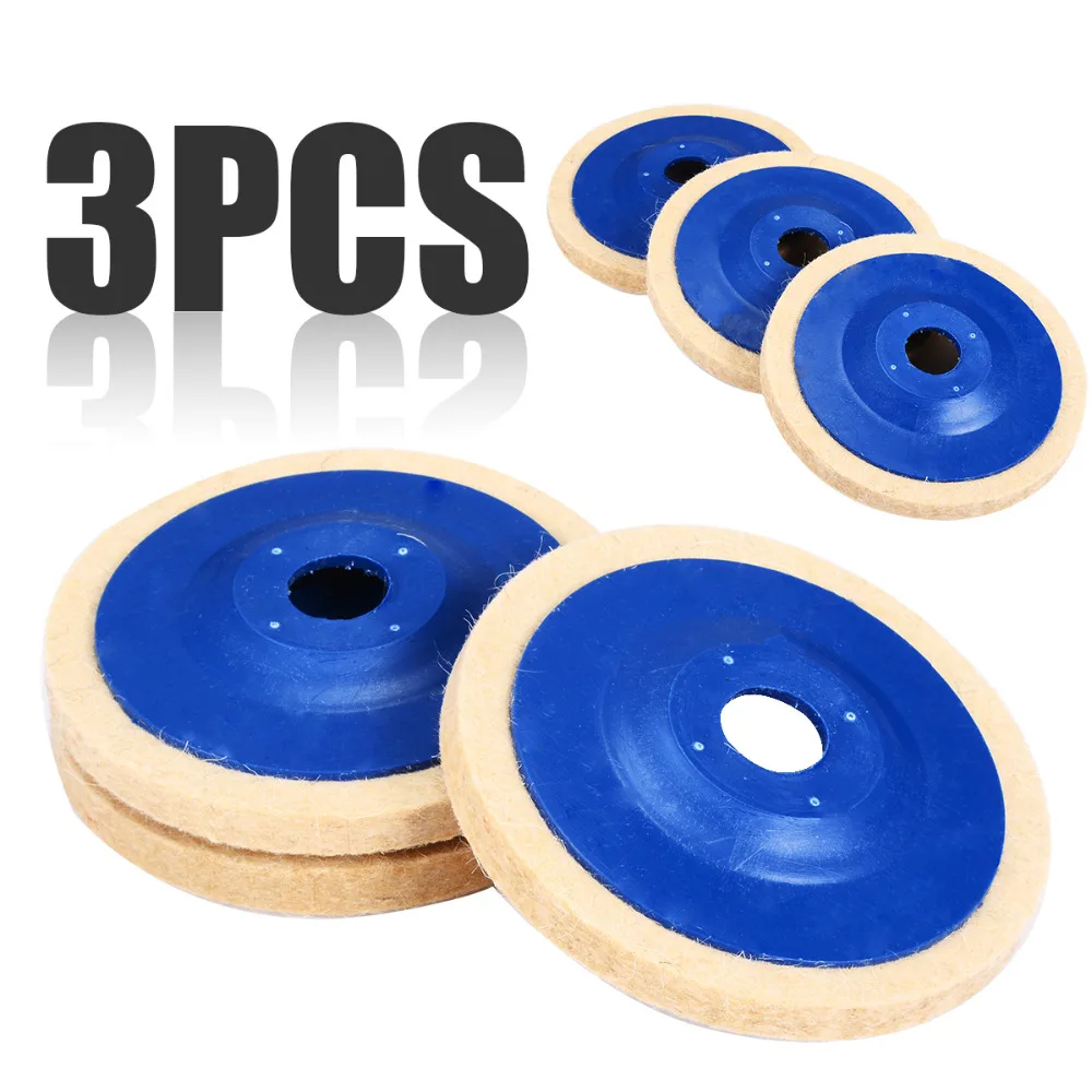 3PCS  Wool Buffing Angle Grinder Wheel Felt Polishing Disc Pad Set NEW 