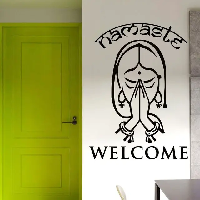 Home Decor Art Mural Indian Yoga Namaste Wall Sticker Welcome Words Home Decor Art Mural Indian Yoga Namaste Wall Sticker Welcome Words Decoration Vinyl Style Door Decals Ay917