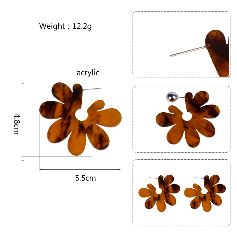 Classic Drop Fashion Acrylic Earrings for Women Statement New Big Dangling Flowers Resin Earrings Jewelry Dangle Brincos 2018 (6)