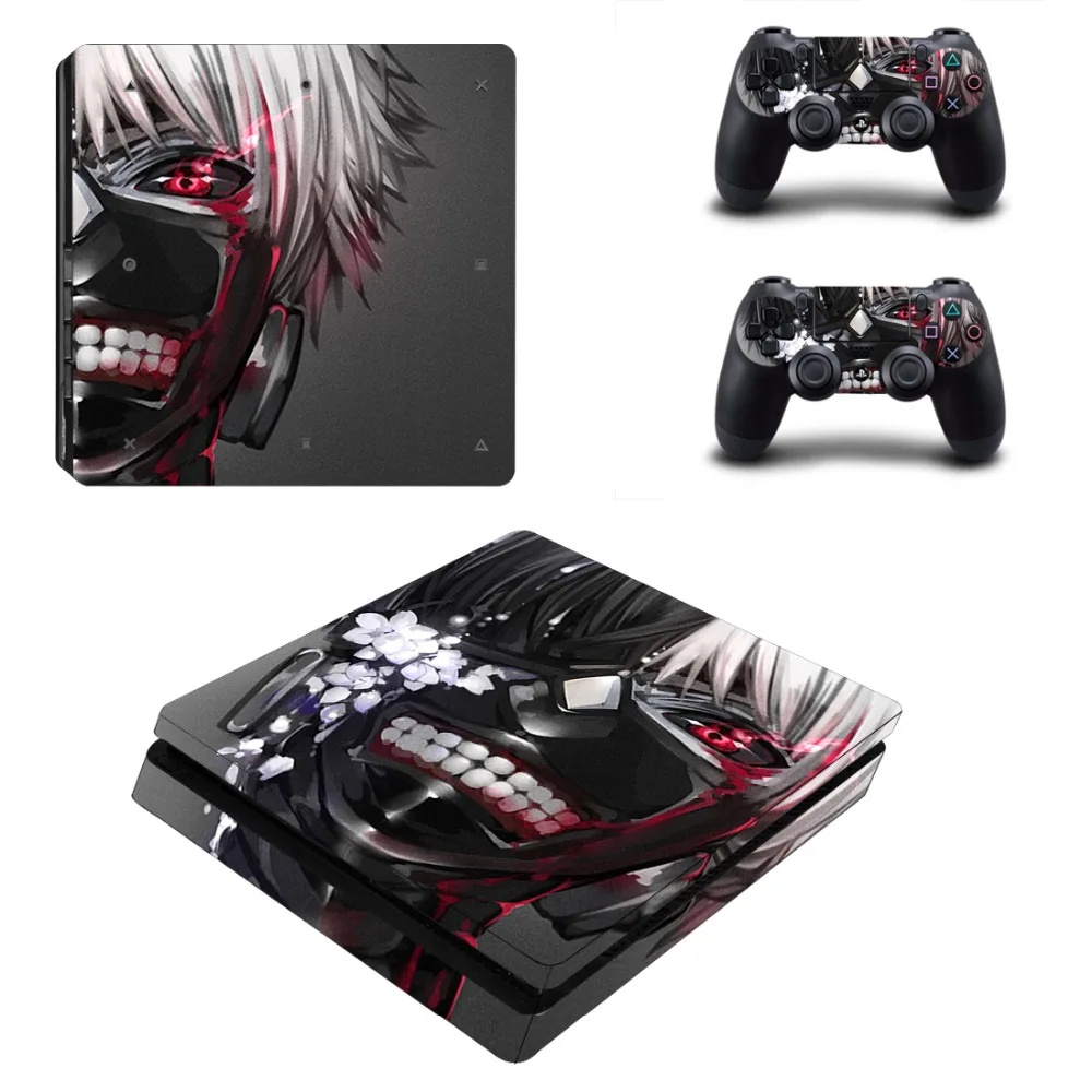 Виниловая наклейка Аниме Tokyo Ghoul PS4 Slim Skin для консоли Sony Playstation 4 и 2 контроллера
