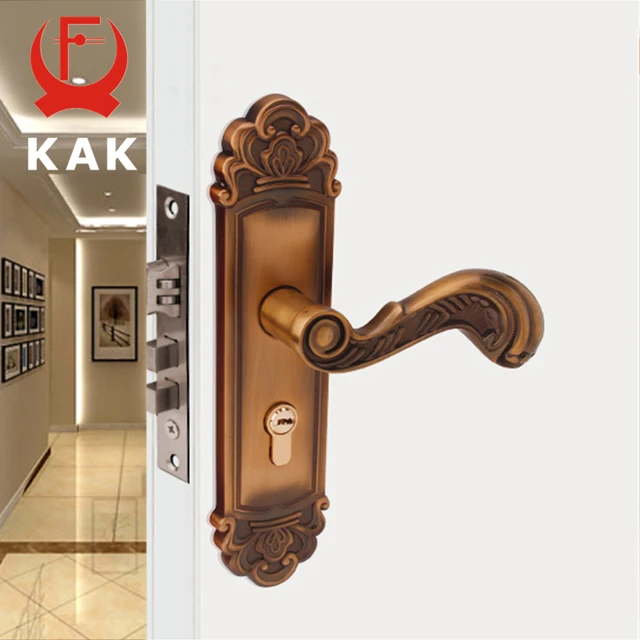 Kak Vintage Mute Room Door Lock Aluminum Alloy Interior Handle Kak Vintage Mute Room Door Lock Aluminum Alloy Interior Handle European Style Anti
