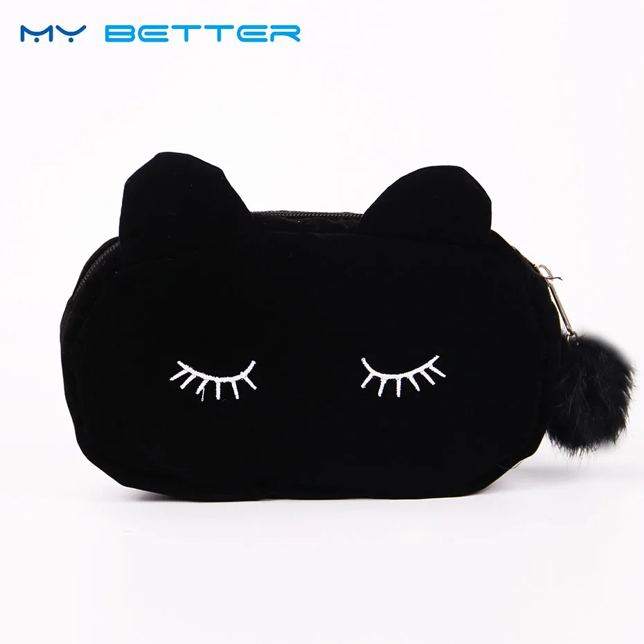  Cute Lady Cosmetic Bag Cat Hairball Zipper Pouch Travel Toiletry Storage Bag Pouch Women Trip Makeu