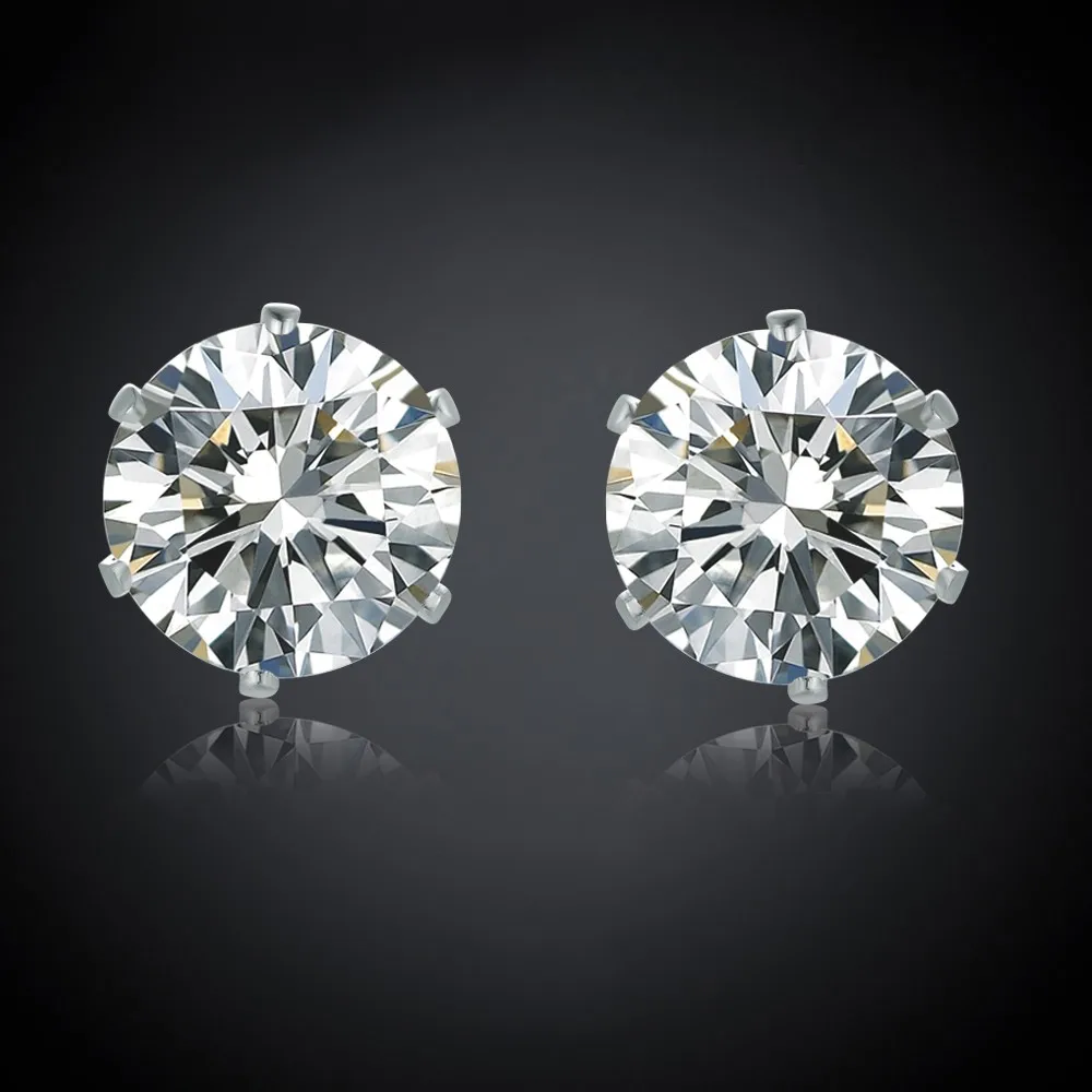

White Crystal Zircon Earrings CZ Crystal Big Round Stud Earrings For Women Girls Men Fashion Jewelry RE-0011