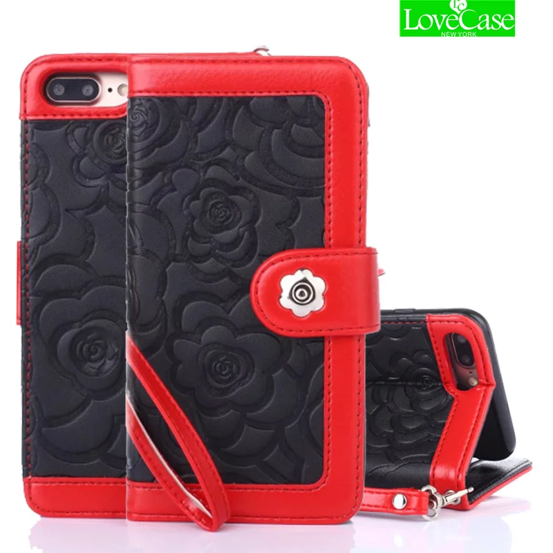 preço LoveCase Caixa Do Telefone Para o iphone 7 8 6 S Mais Caso de Luxo camélia Aleta De Couro Sacos De Telefone Para o iphone 7 plus 8 mais Mulheres Capa caso
