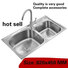 Двойной кухонный паз раковина стандарт 304 Нержавеющая сталь стандарт сделать блюда 82x45 см