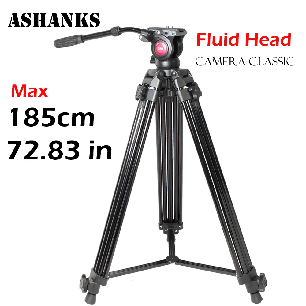 ASHANKS 1.85M Aluminum Foldable Professional Tripod With Fluid head for