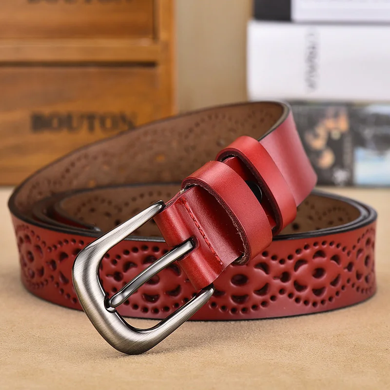 

Fashion women's buckle jeans wild leather belt women's fashion simple new hollow luxury designer belt free shipping