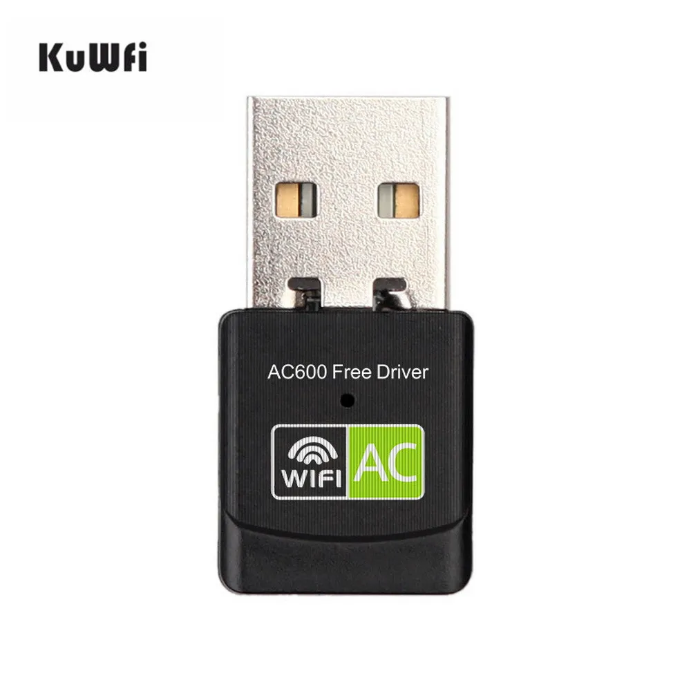 KuWfi Бесплатный драйвер беспроводной USB Wifi адаптер 600 Мбит/с USB Ethernet 2,4G 5G Двухдиапазонная Wi-Fi Сетевая Карта 802.11n/g/a/ac