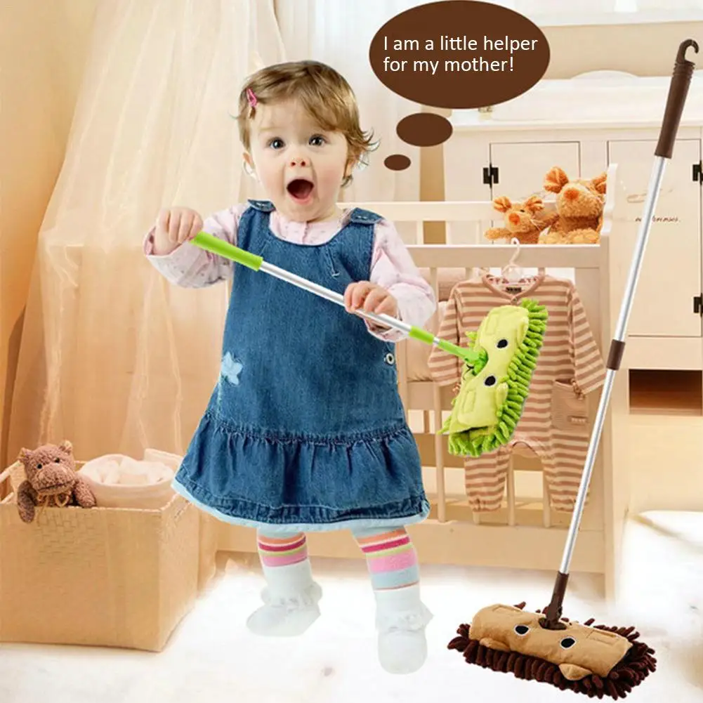 Детский мини-дом подметальная игрушка для собак, очищающая зубы комбинация-детская Швабра Метла Совок набор-телескопическая плоская Швабра