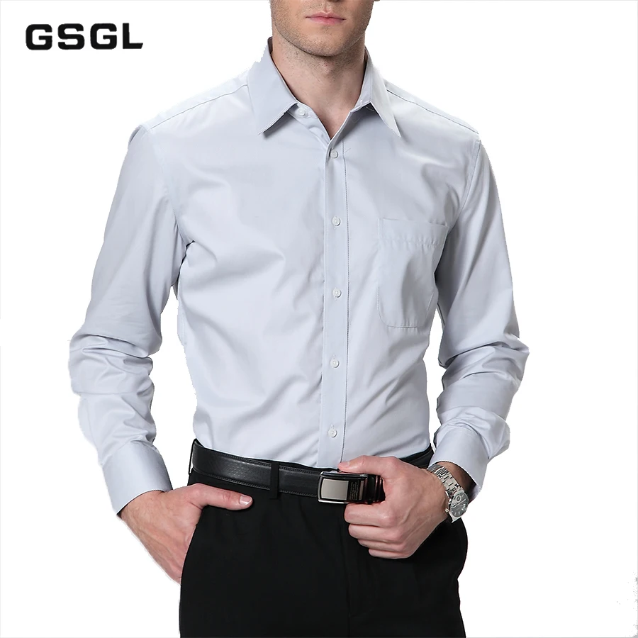 

New Arrival Classic Men's Spring Summer Formal Business Shirt Long Sleeve Turn-down Collar Solid Male Shirt 19 Colors Available